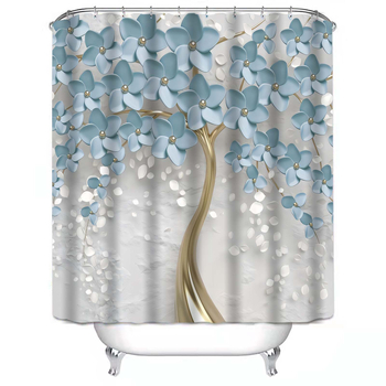 Διασυνοριακή κουρτίνα ντους με παχιά εκτύπωση Amazon Digital Printing, αδιάβροχη και ανθεκτική στη μούχλα, για μπάνιο, χωρίς τρυπήματα.