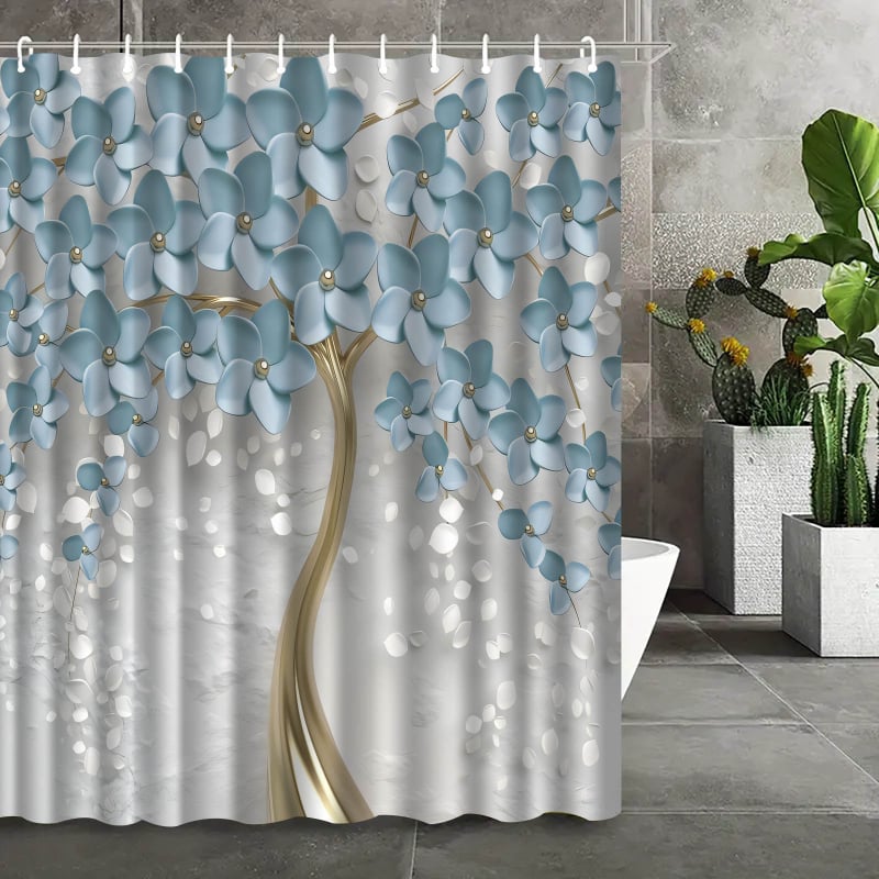 Cortina de duș îngroșată cu imprimare digitală Amazon transfrontalieră, costum anti-perforare, perdea de duș impermeabilă și rezistentă la mucegai