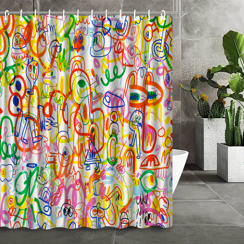 Cortina de duș îngroșată cu imprimare digitală Amazon transfrontalieră, costum anti-perforare, perdea de duș impermeabilă și rezistentă la mucegai