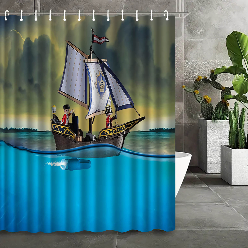 Cortina de duș îngroșată cu imprimare digitală Amazon transfrontalieră, costum anti-perforare, perdea de duș impermeabilă și rezistentă la mucegai