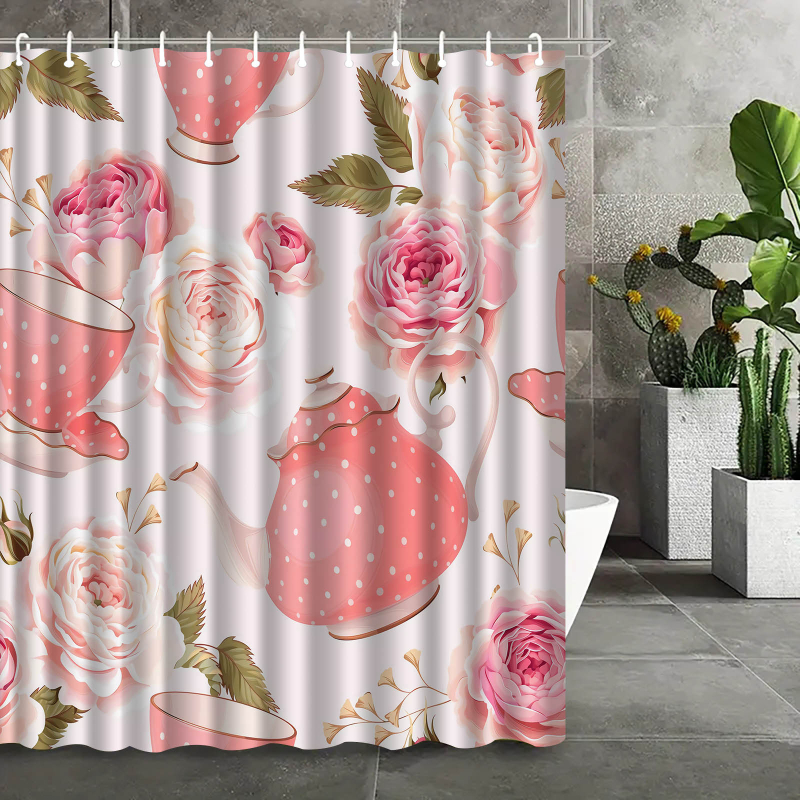 Cortina de duș îngroșată cu imprimare digitală Amazon transfrontalieră, costum anti-perforare, perdea de duș impermeabilă și rezistentă la mucegai