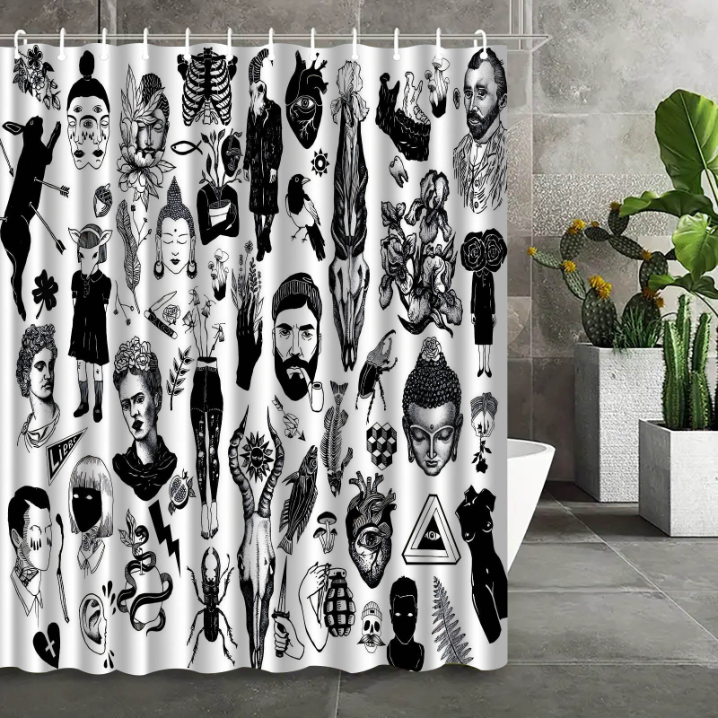 Cortina de duș îngroșată cu imprimare digitală Amazon transfrontalieră, costum anti-perforare, perdea de duș impermeabilă și rezistentă la mucegai