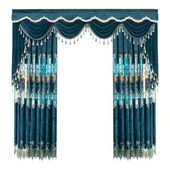 7Yx Шенил Кашмир Бродирани Високи Затъмняващи Завеси Завършени Луксозни Изрязани Завеси Хол Спалня Прозорци от пода до тавана C