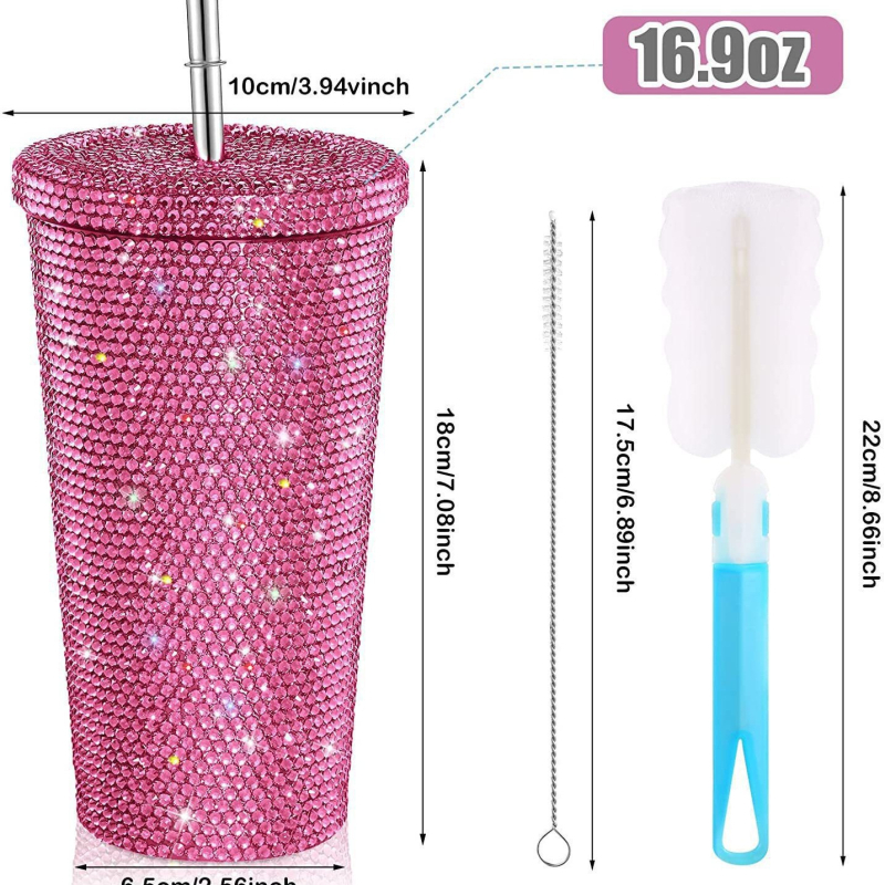 Határokon átnyúló, gyémánttal kirakott szigetelt vizespohár, kétrétegű szívószálas pohár, gyémánt italospohár, ivópohár, finom ajándékpohár, hideg pohár