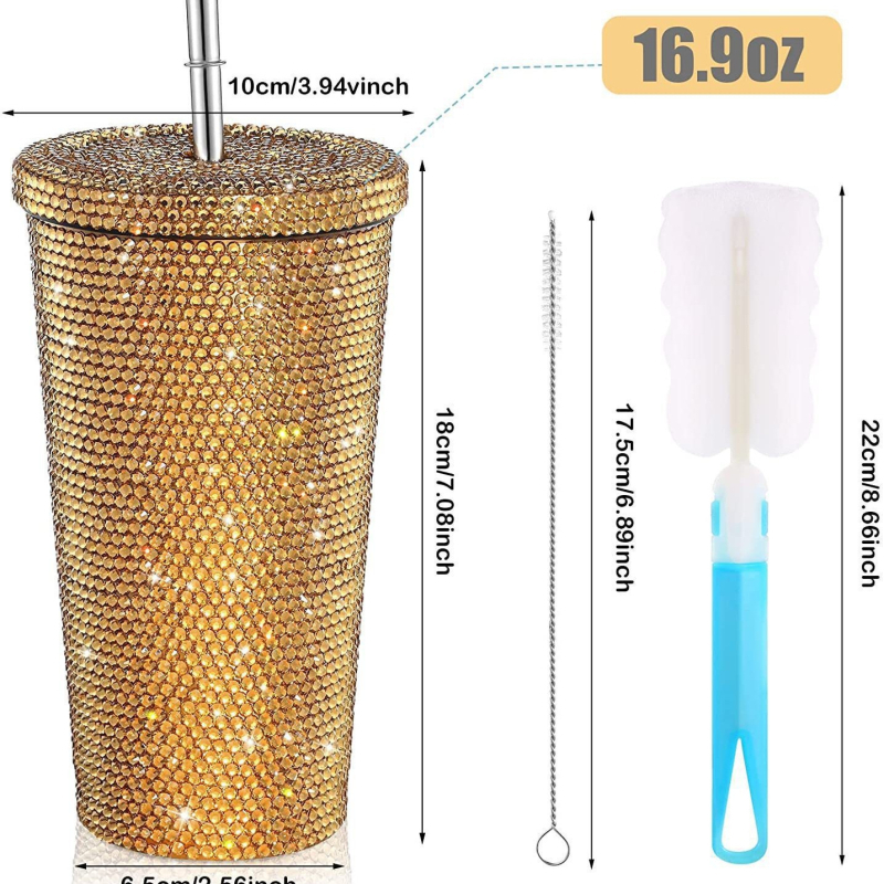 Határokon átnyúló, gyémánttal kirakott szigetelt vizespohár, kétrétegű szívószálas pohár, gyémánt italospohár, ivópohár, finom ajándékpohár, hideg pohár