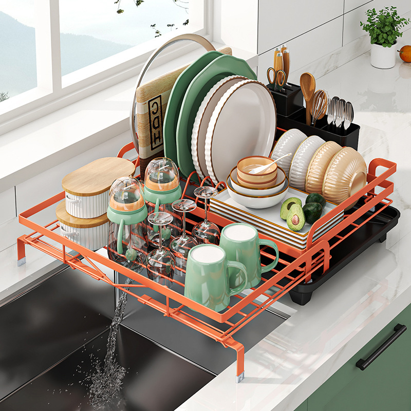 Indų laikymo lentynėlė virtuvei Indų nutekėjimo lentynėlė Daugiafunkcinė spalva Mėlyna Žalia Geltona Rožinė Lazdelių laikymo lentynėlė