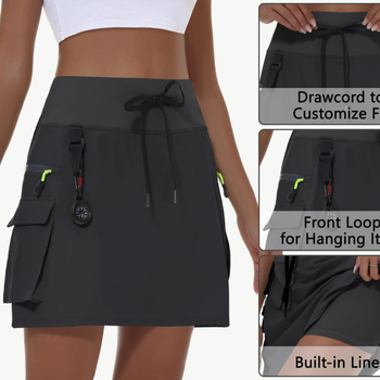 Piiriülene populaarne naiste suvine uus kuummüük polüesterist kiiresti kuivav elastse vöökohaga lukuga taskuga sporditennise seelik