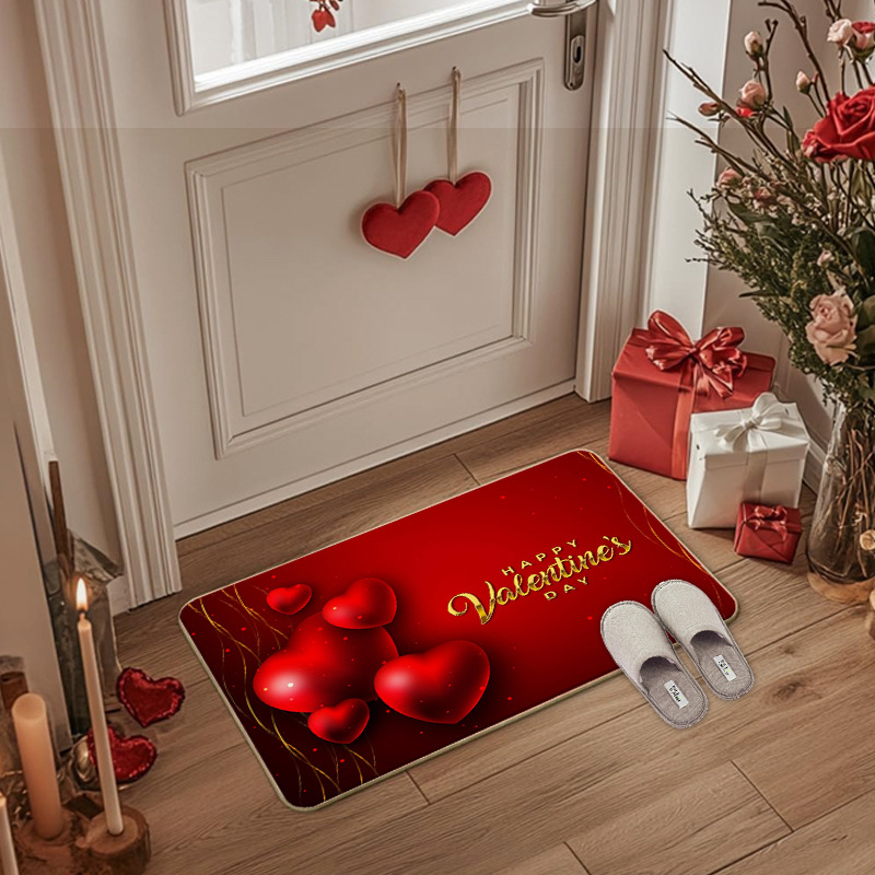 Határokon átnyúló Valentin-napi ajtószőnyeg, teljes padlószőnyeg, háztartási fürdőszobai konyhai nedvszívó, csúszásmentes, szennyeződésmentes padlószőnyeg