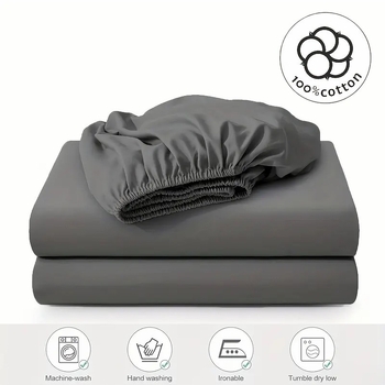 „CrossBorder Ebay“ grynos medvilnės vienspalviai paklodės su guma. Prabangūs medvilniniai čiužinio užvalkalai. Viengulių ir dvigulių lovų užvalkalai.