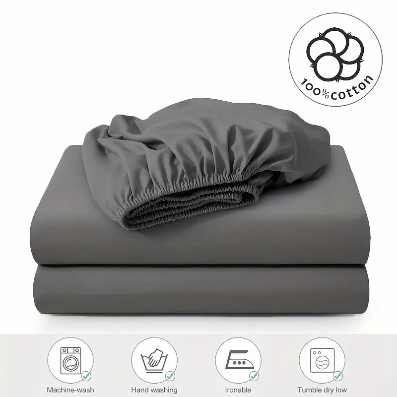 „CrossBorder Ebay“ grynos medvilnės vienspalviai paklodės su guma. Prabangūs medvilniniai čiužinio užvalkalai. Viengulių ir dvigulių lovų užvalkalai.