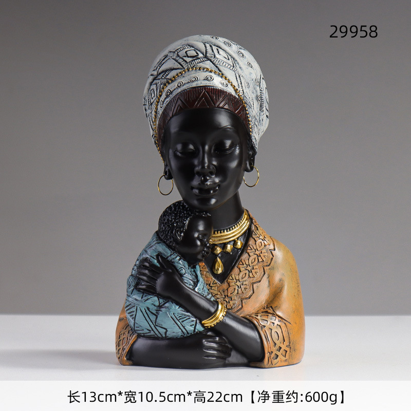 Ornamente exotice tribale africane, sufragerie, intrare, dulap de vinuri, decorare creativă pentru casă, ornamente vintage pentru femei de culoare