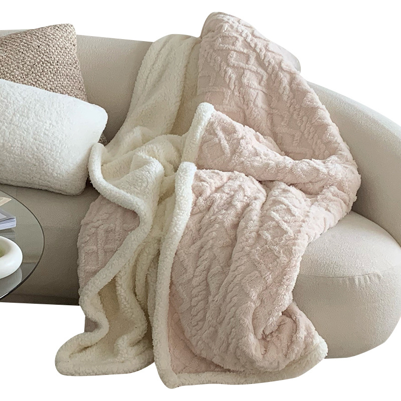 Pătură de canapea, pătură mică din catifea coral, șal de birou, pătură de somn, pătură de iarnă îngroșată cu aer condiționat pentru pat