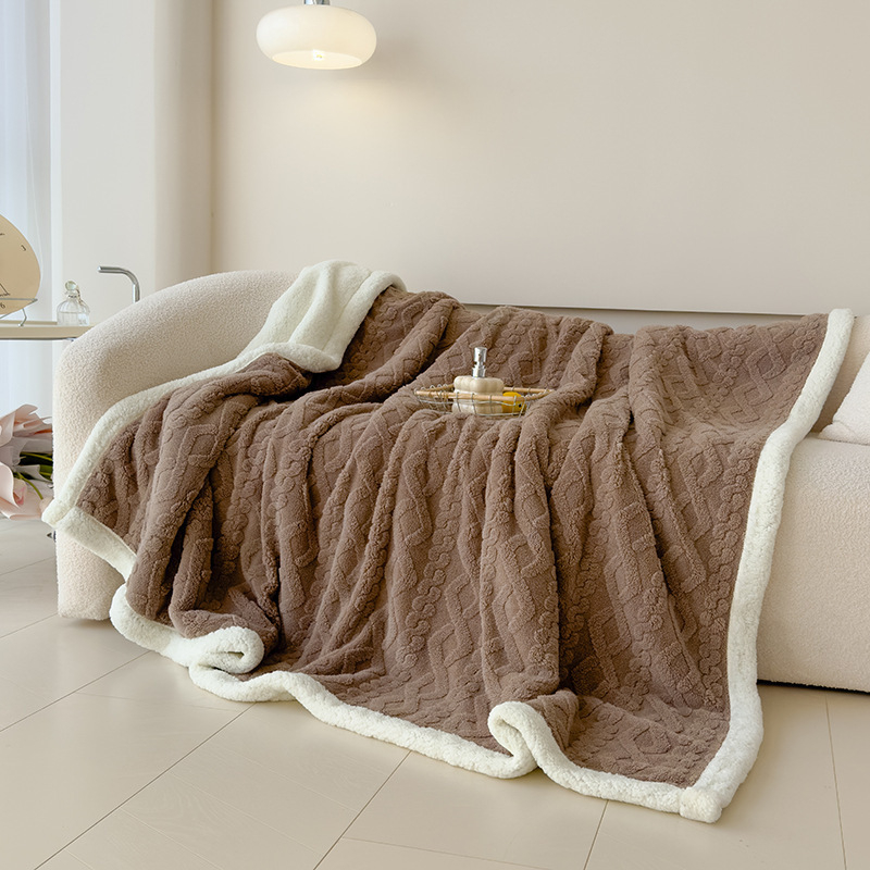 Pătură de canapea, pătură mică din catifea coral, șal de birou, pătură de somn, pătură de iarnă îngroșată cu aer condiționat pentru pat