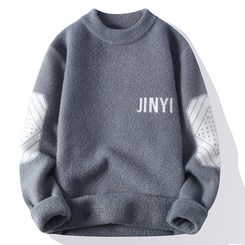 Férfi őszi-téli páros pulóver, meleg, semleges stílusú, garbós, puha, viaszos talpú pulóver