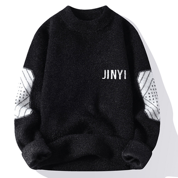 Férfi őszi-téli páros pulóver, meleg, semleges stílusú, garbós, puha, viaszos talpú pulóver