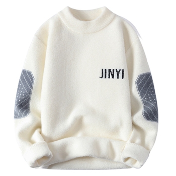 Férfi őszi-téli páros pulóver, meleg, semleges stílusú, garbós, puha, viaszos talpú pulóver