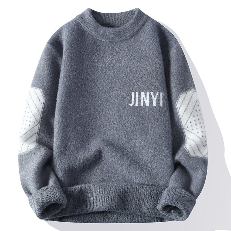 Férfi őszi-téli páros pulóver, meleg, semleges stílusú, garbós, puha, viaszos talpú pulóver