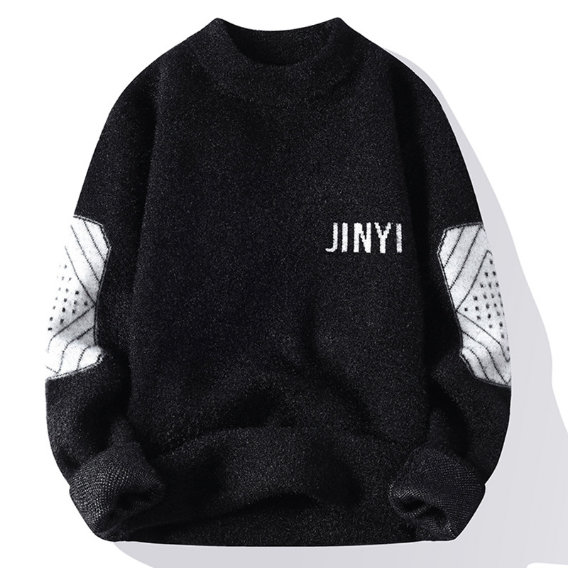 Férfi őszi-téli páros pulóver, meleg, semleges stílusú, garbós, puha, viaszos talpú pulóver