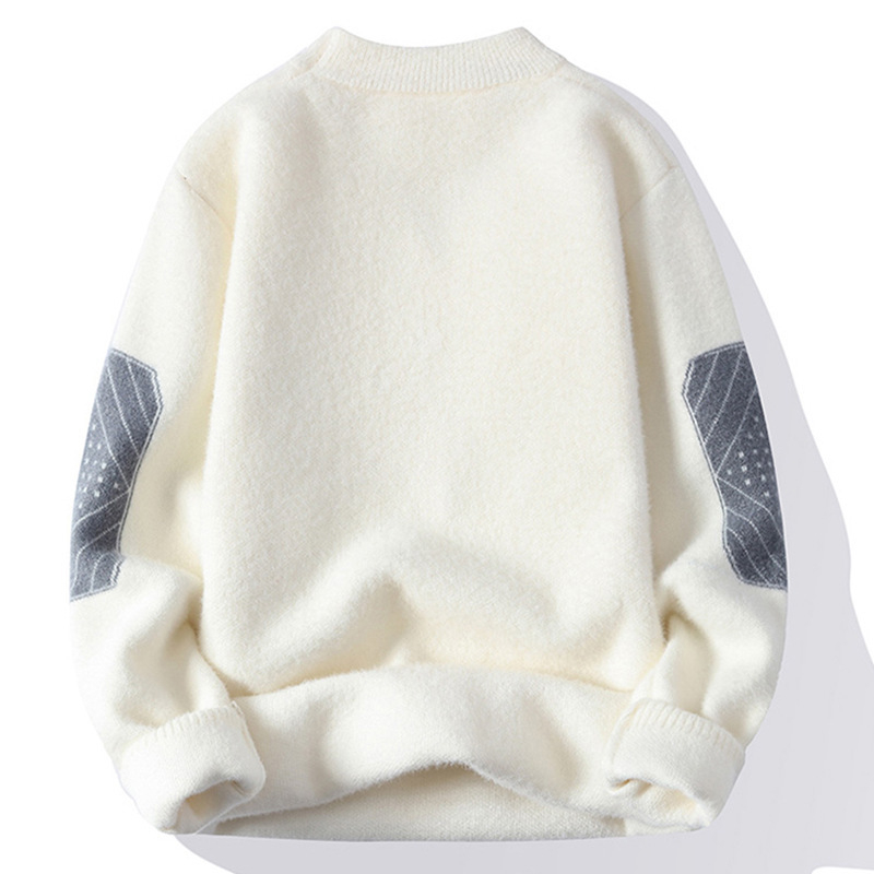 Férfi őszi-téli páros pulóver, meleg, semleges stílusú, garbós, puha, viaszos talpú pulóver