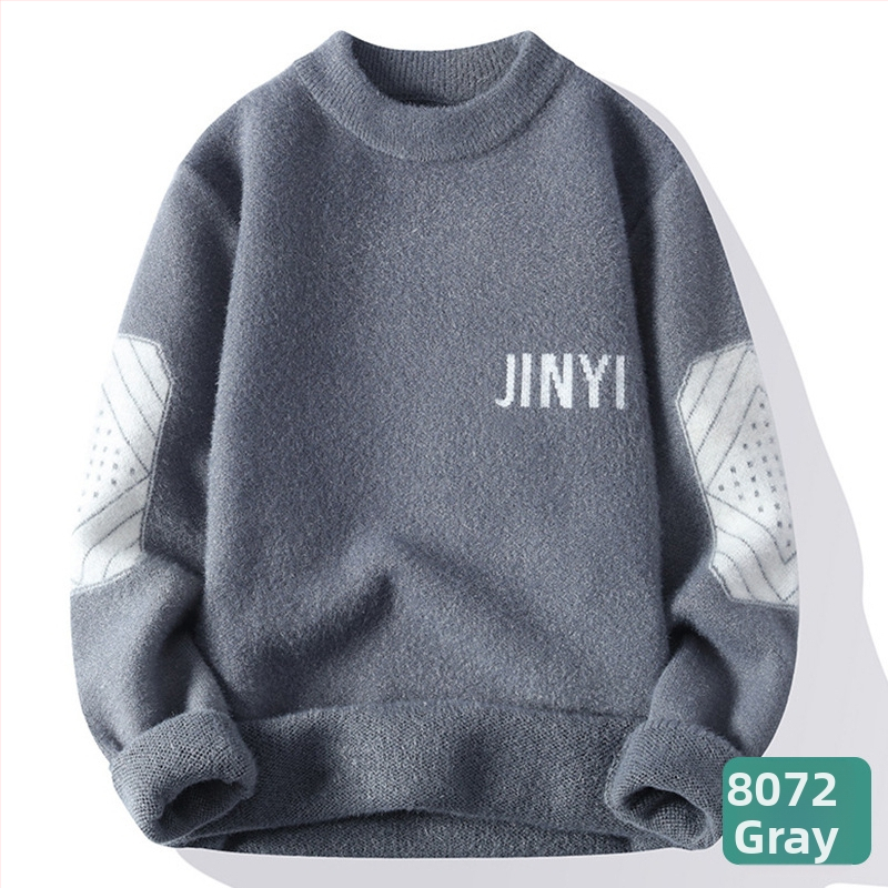 Férfi őszi-téli páros pulóver, meleg, semleges stílusú, garbós, puha, viaszos talpú pulóver