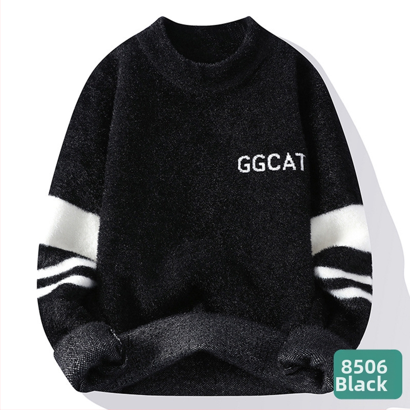 Férfi őszi-téli páros pulóver, meleg, semleges stílusú, garbós, puha, viaszos talpú pulóver