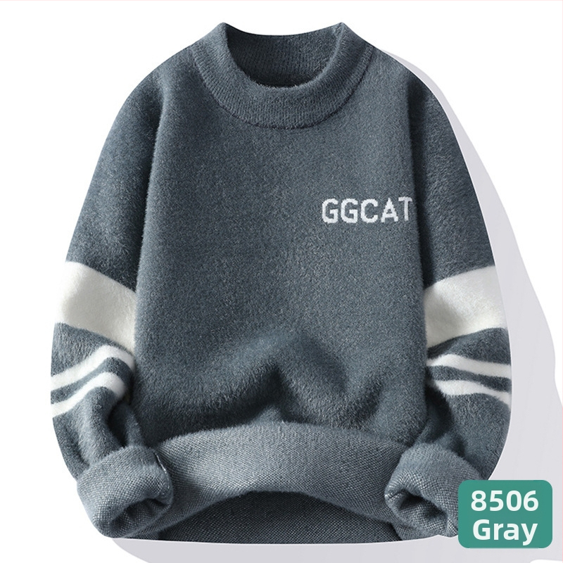 Férfi őszi-téli páros pulóver, meleg, semleges stílusú, garbós, puha, viaszos talpú pulóver