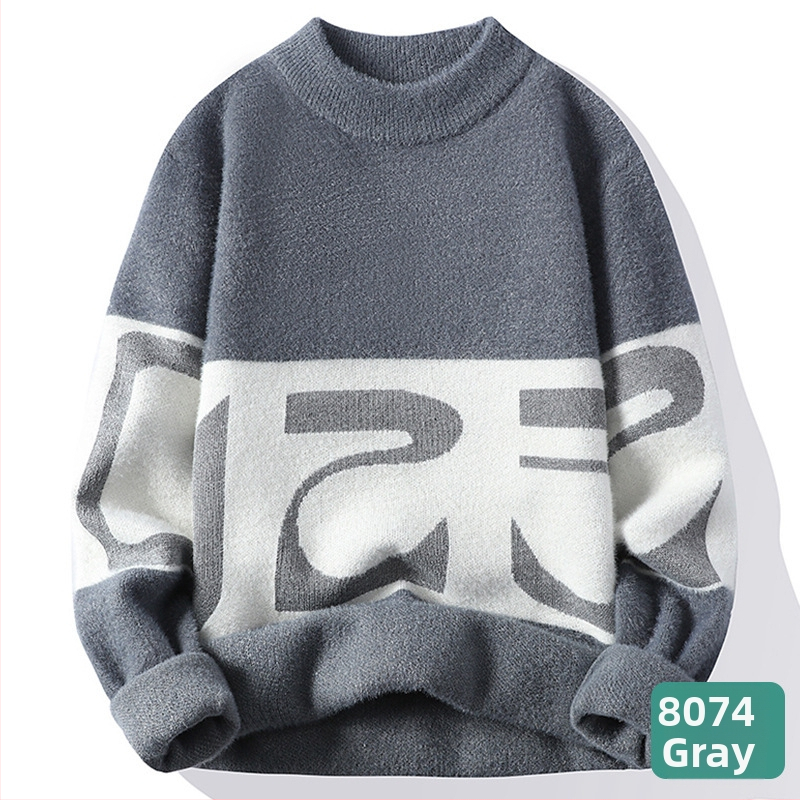 Férfi őszi-téli páros pulóver, meleg, semleges stílusú, garbós, puha, viaszos talpú pulóver