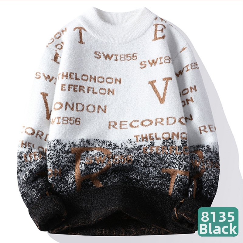 Férfi őszi-téli páros pulóver, meleg, semleges stílusú, garbós, puha, viaszos talpú pulóver