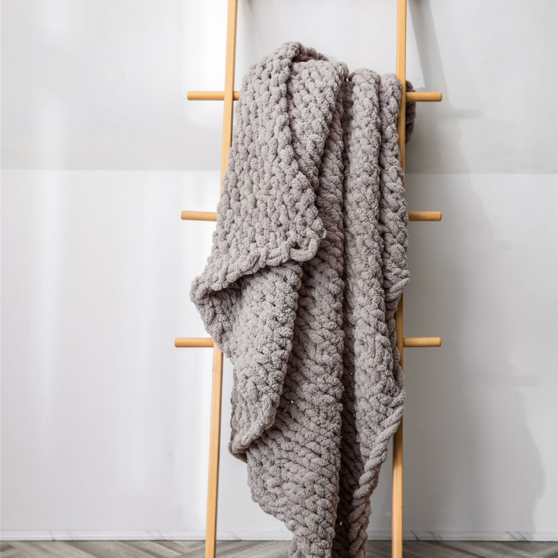 Ръчно изработено дебело вълнено плетено одеяло Phyllis ins, плетено одеяло с шенилна пръчка, одеяло за диван, без ДДС