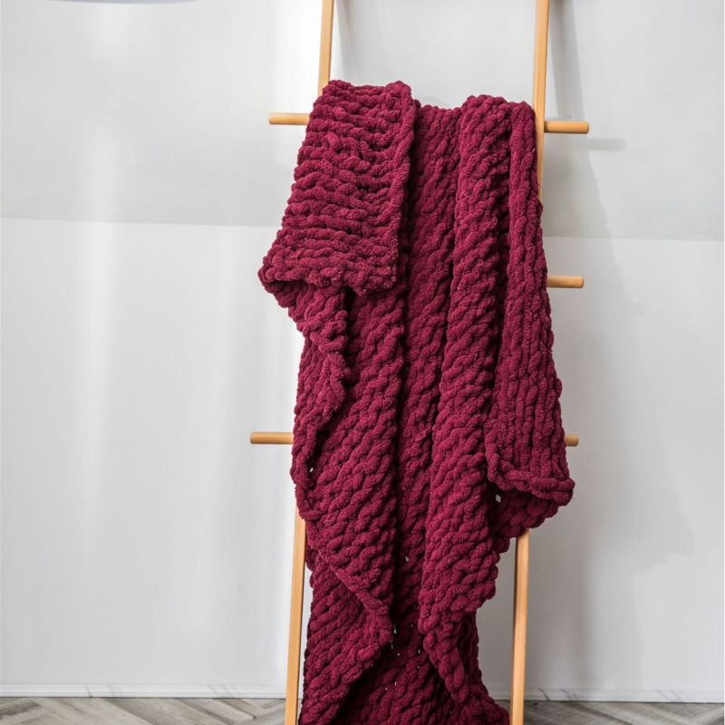 Ръчно изработено дебело вълнено плетено одеяло Phyllis ins, плетено одеяло с шенилна пръчка, одеяло за диван, без ДДС
