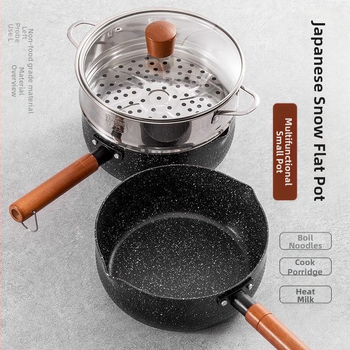„Maifan Stone“ japoniško stiliaus plokščia keptuvė pieno puodui kūdikiams ir kūdikiams, greitai paruošiami makaronai, universali buitinė nelimpanti keptuvė makaronams virti, indukcinė viryklė, papildomas maisto lygintuvas