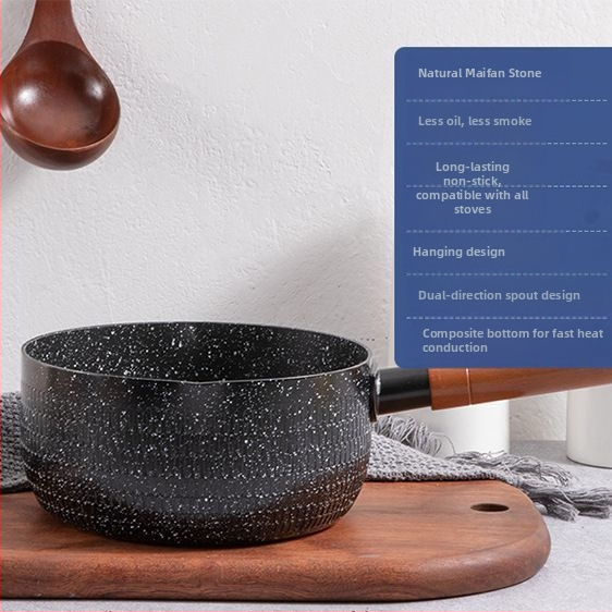 „Maifan Stone“ japoniško stiliaus plokščia keptuvė pieno puodui kūdikiams ir kūdikiams, greitai paruošiami makaronai, universali buitinė nelimpanti keptuvė makaronams virti, indukcinė viryklė, papildomas maisto lygintuvas