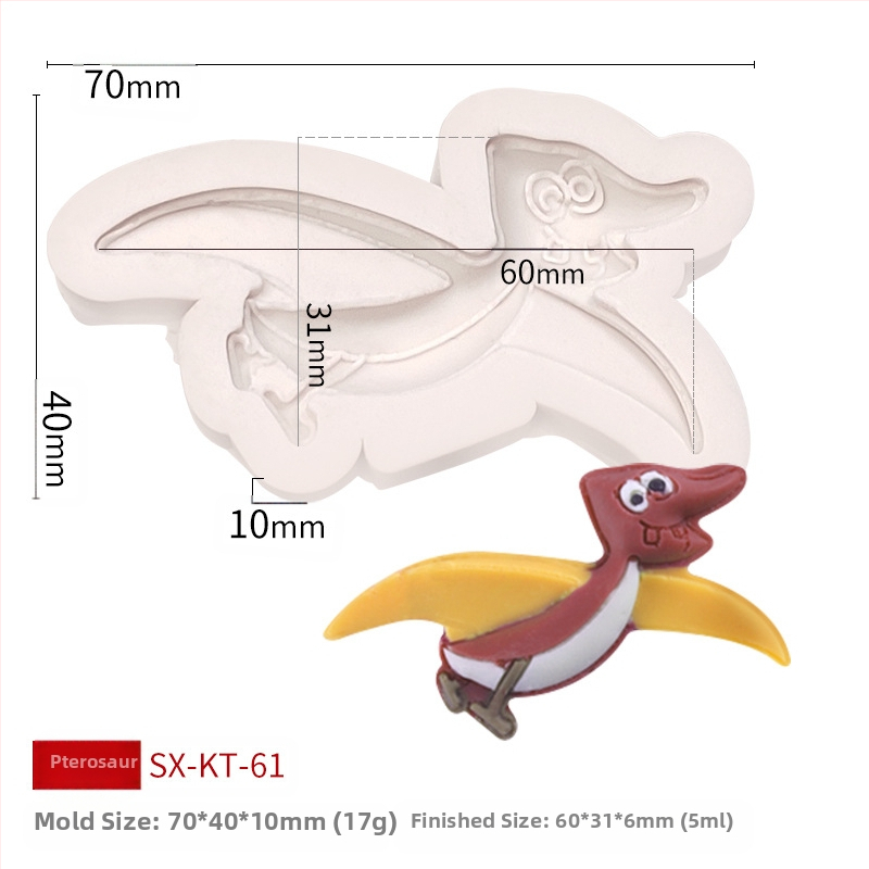 Misong húsvéti dinoszaurusz szilikon forma barkács rajzfilm állatos flip cukorcsokoládé torta dekorációs malom
