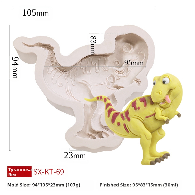 Misong húsvéti dinoszaurusz szilikon forma barkács rajzfilm állatos flip cukorcsokoládé torta dekorációs malom