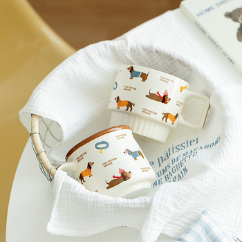 Мори Офис Керамична Чаша за Прибори за Сервиране Висококачествена Термоустойчива Чаша за Двойка Домакинска Чаша за Закуска с Цвете Чаша за Чай Чаша за Мляко