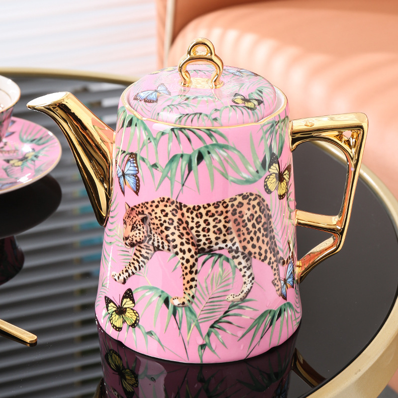 Medo Jungle Cheetah kávéscsésze, kiváló minőségű finom csontos porcelán, páros csésze, kiváló minőségű délutáni tea, teáskészlet