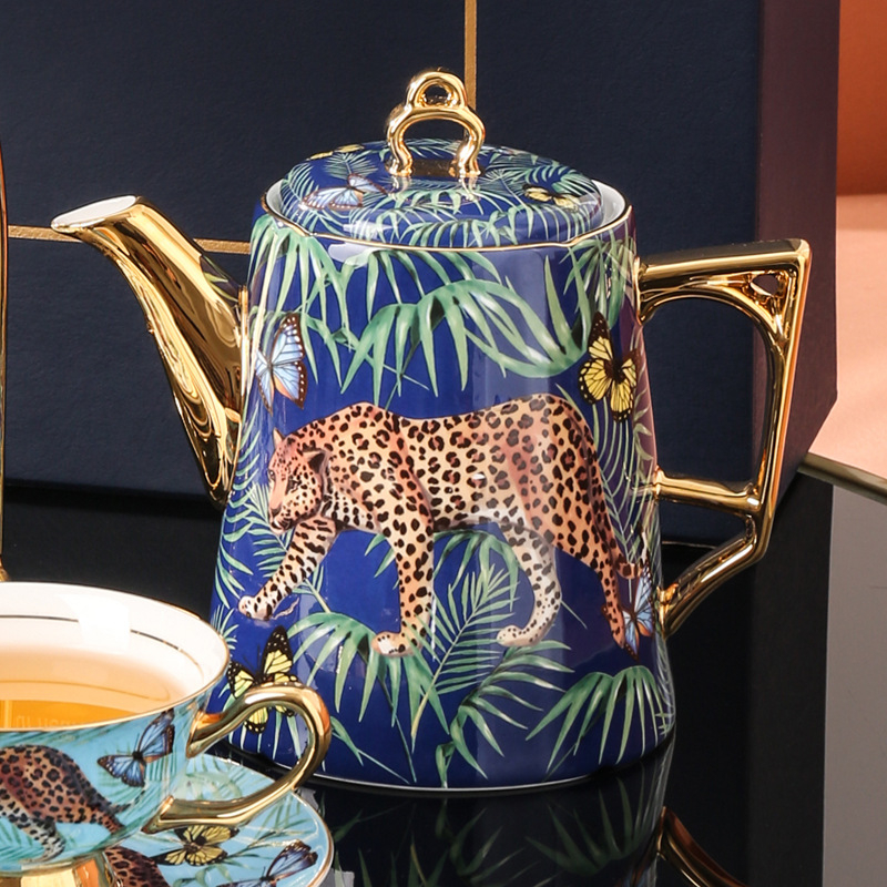 Medo Jungle Cheetah kávéscsésze, kiváló minőségű finom csontos porcelán, páros csésze, kiváló minőségű délutáni tea, teáskészlet