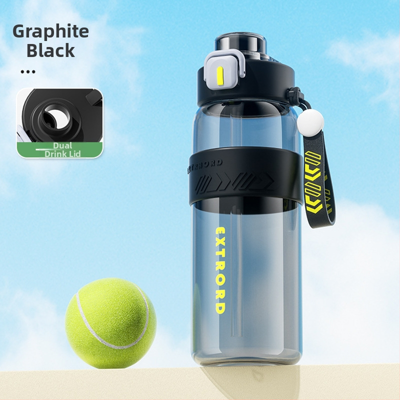 2025 m. didelės talpos fitneso sportinis vandens puodelis. Didelė didelės talpos plastikinė šiaudelių taurė, pritaikyta lauko kelionėms.