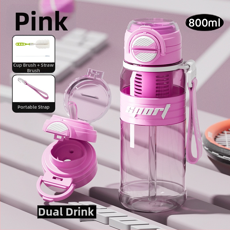 2025 m. didelės talpos fitneso sportinis vandens puodelis. Didelė didelės talpos plastikinė šiaudelių taurė, pritaikyta lauko kelionėms.