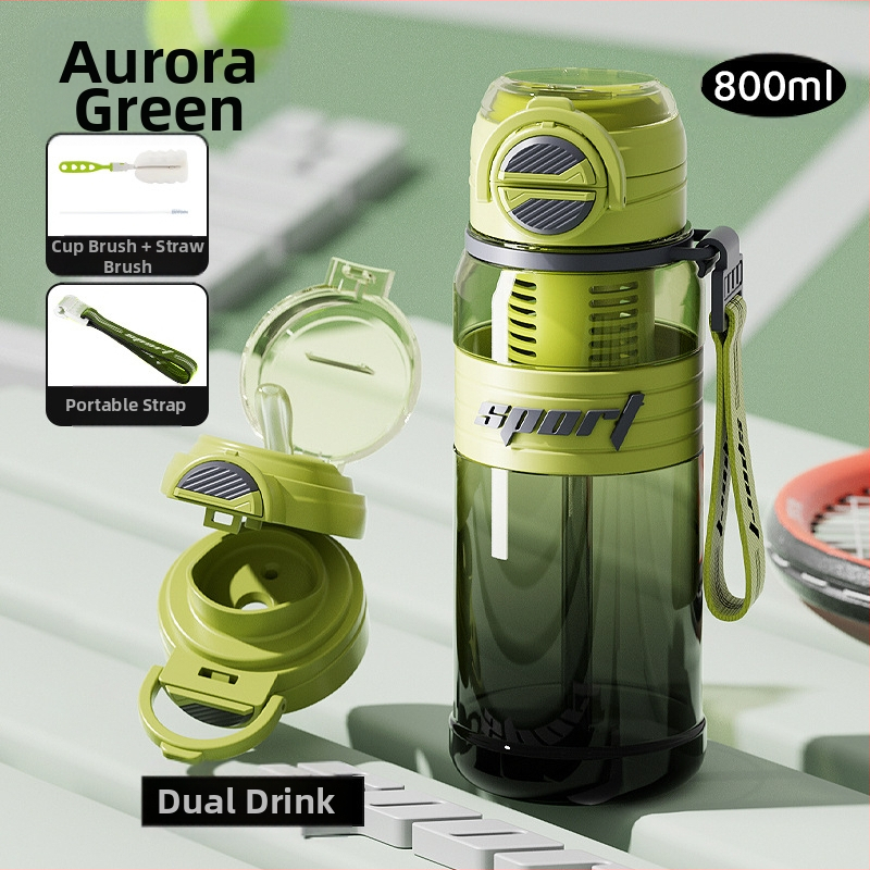 2025 m. didelės talpos fitneso sportinis vandens puodelis. Didelė didelės talpos plastikinė šiaudelių taurė, pritaikyta lauko kelionėms.