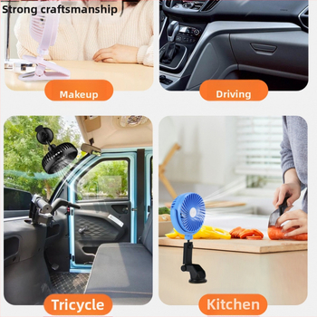 Keturių ratų siurbimo puodelio automobilio ventiliatorius, tylus prisegamas įkrovimas, USB prievadas, pagyvenusių žmonių paspirtukas, elektrinis triratis automobilis