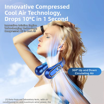 Ανεμιστήρας με κρεμαστό λαιμό, φορητός προσωπικός ανεμιστήρας, μίνι USB επαναφορτιζόμενος ανεμιστήρας κλιματισμού υψηλής ισχύος χωρίς πτερύγια εξωτερικού χώρου