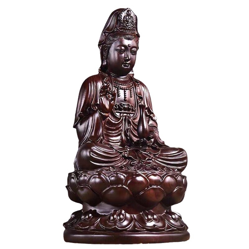 Huali medžio drožiniai, sėdinčio lotoso, Guanyin Budos papuošalai namams, svetainėms, medžio masyvo ritualiniai Budos, Guanyin moteriški bodhisatvos papuošalai