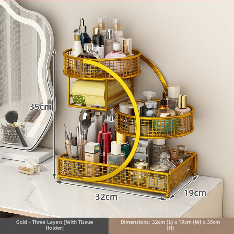 Kozmetikai tárolódoboz, Fésülködőasztal tárolóállvány, Fürdőszobai mosdópolc, Asztali rúzs és bőrápolási termék tárolóállvány