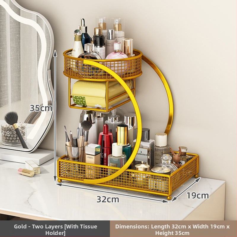 Kozmetikai tárolódoboz, Fésülködőasztal tárolóállvány, Fürdőszobai mosdópolc, Asztali rúzs és bőrápolási termék tárolóállvány
