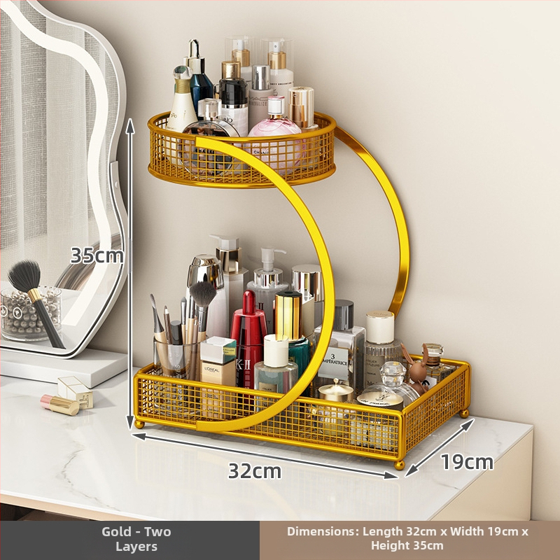 Kozmetikai tárolódoboz, Fésülködőasztal tárolóállvány, Fürdőszobai mosdópolc, Asztali rúzs és bőrápolási termék tárolóállvány