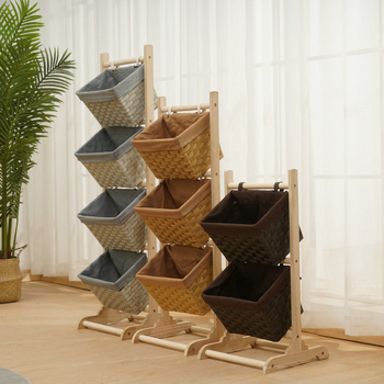 Hálószobai tárolóállvány Többrétegű szőtt tárolókosár Fa tárolókosár Tárolókosár Többrétegű függőkosár Uzsonnástartó