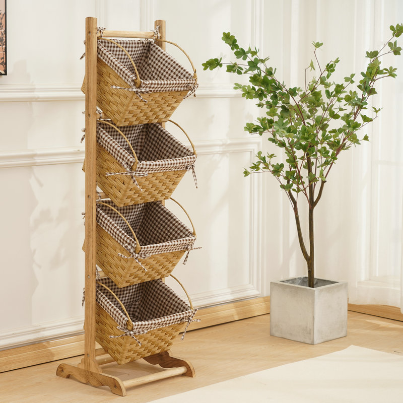 Hálószobai tárolóállvány Többrétegű szőtt tárolókosár Fa tárolókosár Tárolókosár Többrétegű függőkosár Uzsonnástartó