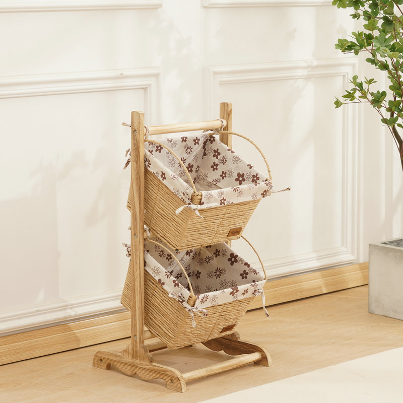 Hálószobai tárolóállvány Többrétegű szőtt tárolókosár Fa tárolókosár Tárolókosár Többrétegű függőkosár Uzsonnástartó