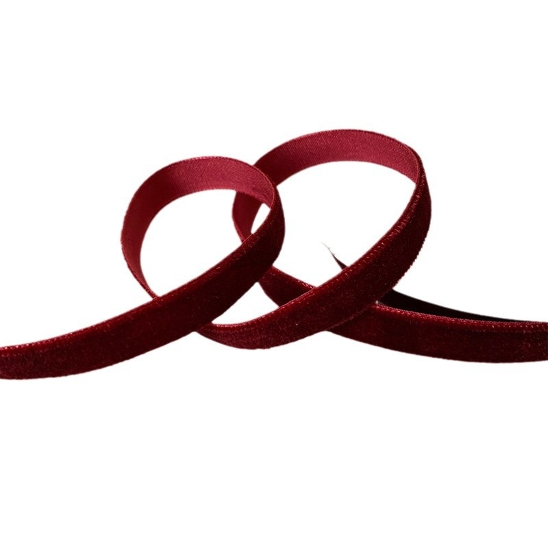 puokštės pakavimas dvipusis aksominis flocking dovanų kaspinas „pasidaryk pats“ rankų darbo vyno raudona juostelė vienpusė kepimo juostelė